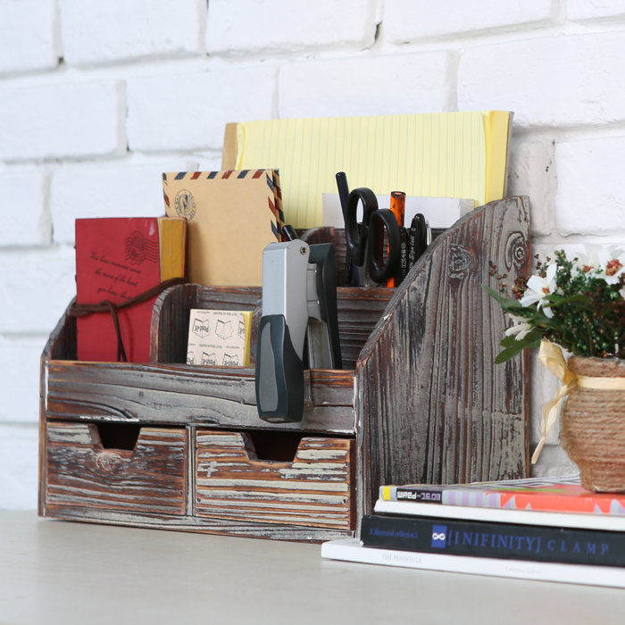 Rosalind Wheeler Krehbiel 6 Compartment Office Supplies Desk